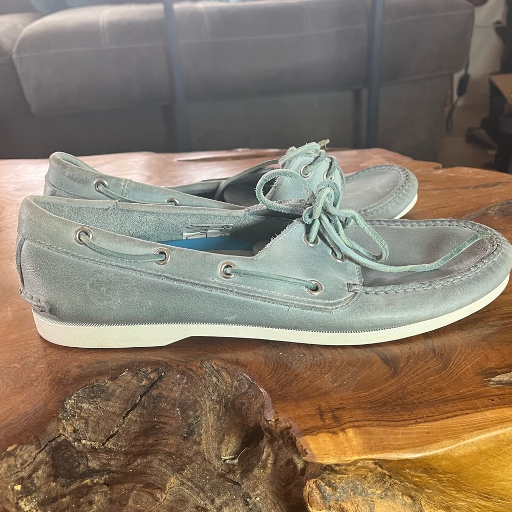 Timberland Boat Shoes Mens Size 11 Blue Nubuck Leather Eyelet Casual Deck Shoes